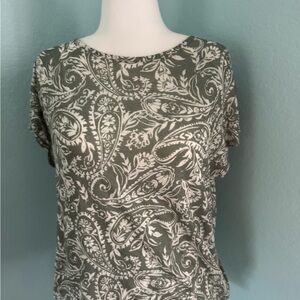 Paisley Print Women's Top - Green and White